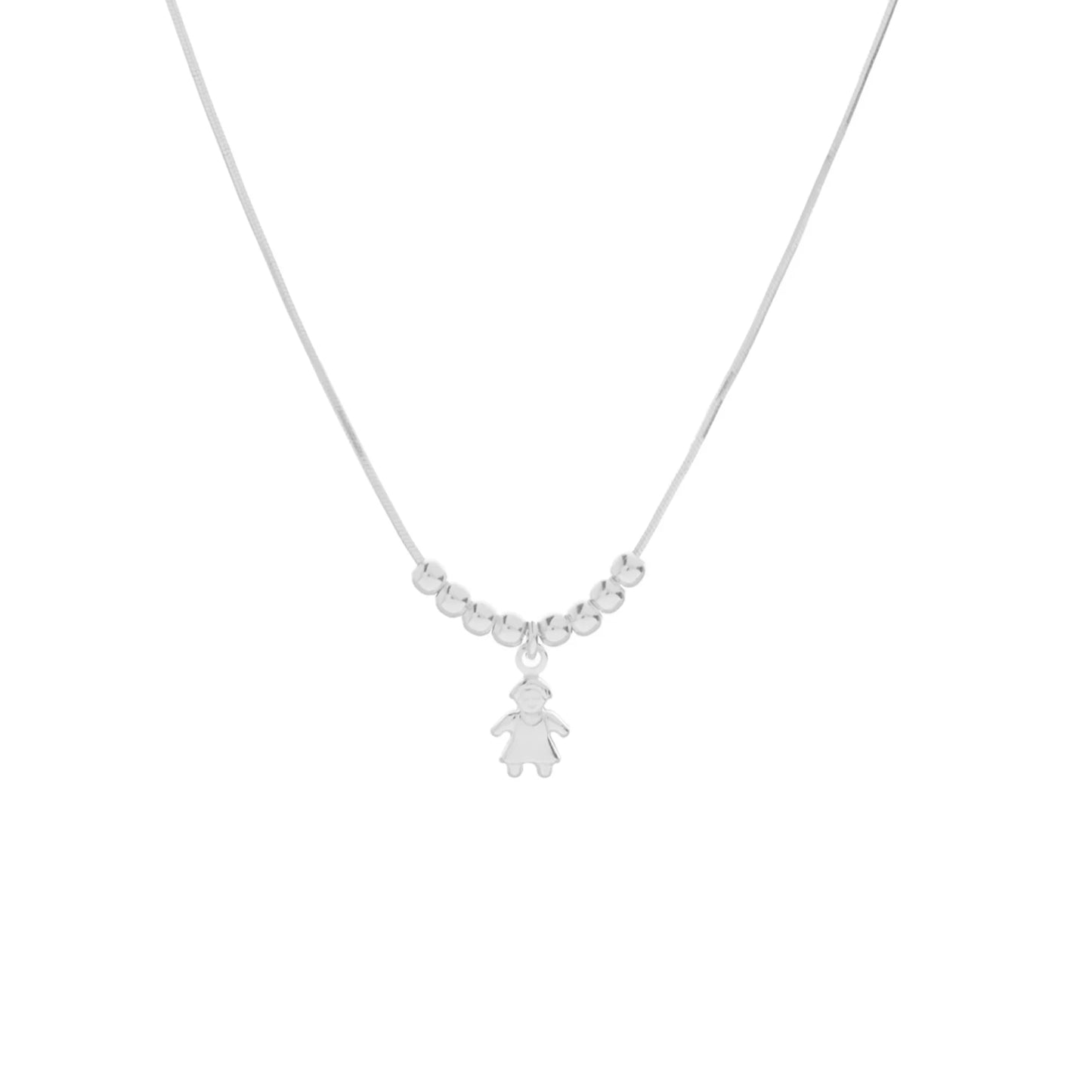 Gargantilla Dije Niña 45cm Ajustable - Plata 925