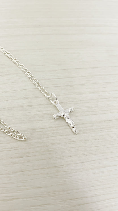 Cadena Tejido Figaro 50cm con Cristo de 2cm - Plata 925