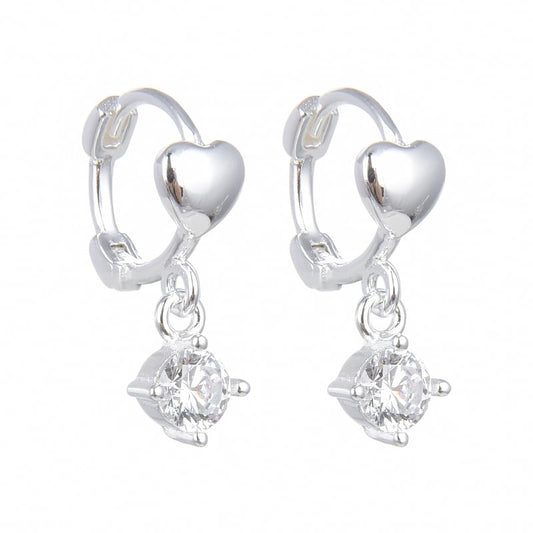 Argollas Corazón con Dije de Zircon 0,9 Plata 925