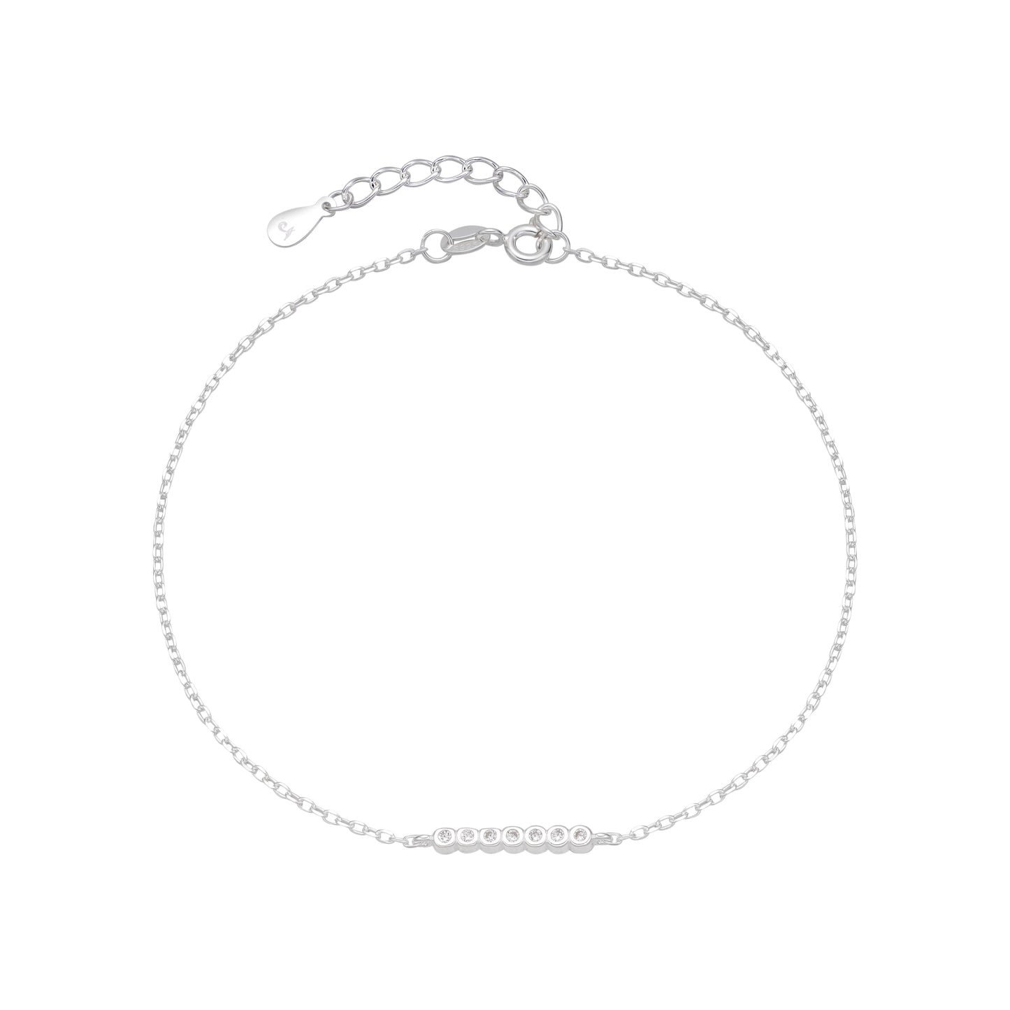 Tobillera Puntos de Luz 25cm Ajustable - Plata 925