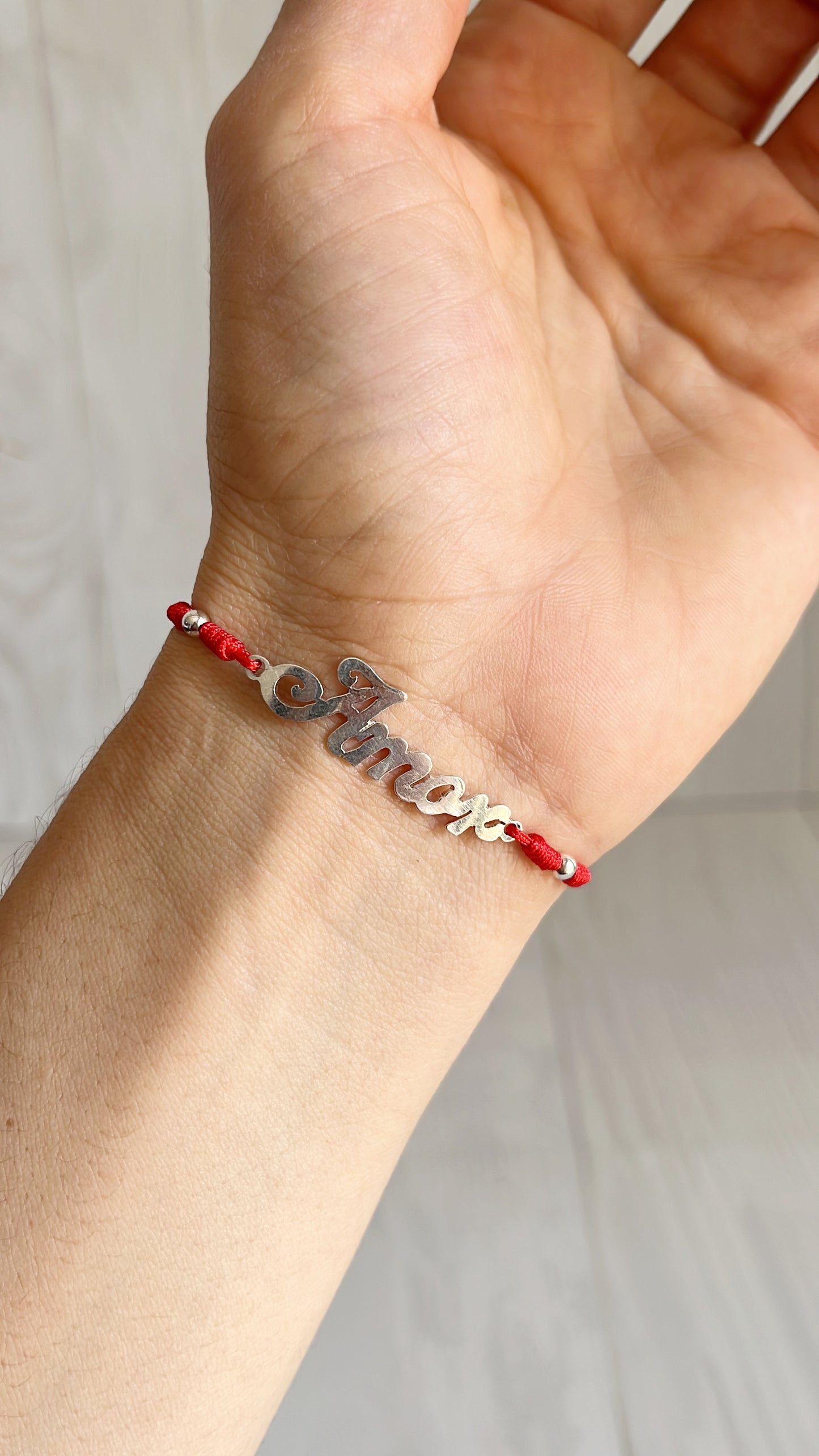 Pulsera Amor Hilo Rojo ajustable Plata 925