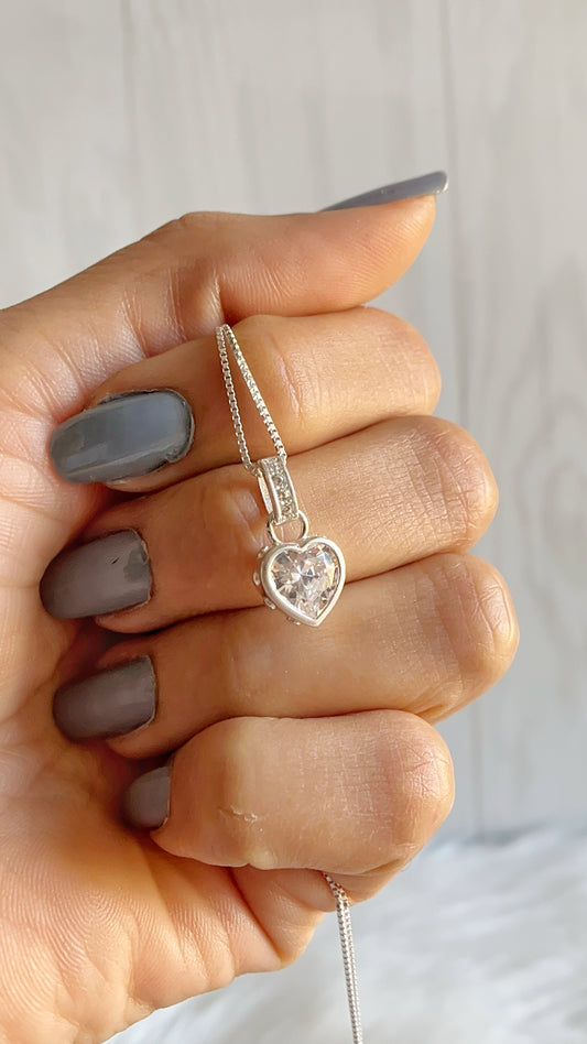 Cadena 45cm Ajustable con Dije Corazon - Plata 925