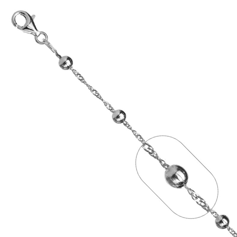 Cadena Tejido Singapur con Bolita Lisa  4mm 40cm - Plata 925