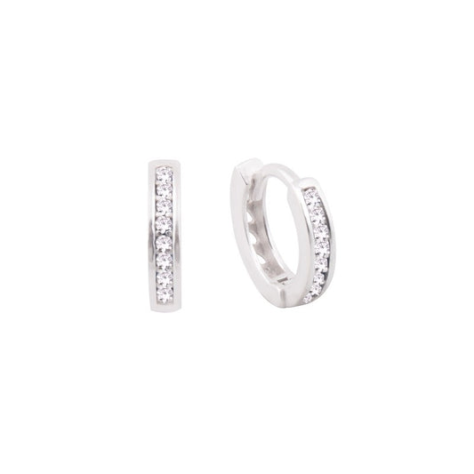 Argollas Cristales Cierre Huggie 1,2cm Plata 925