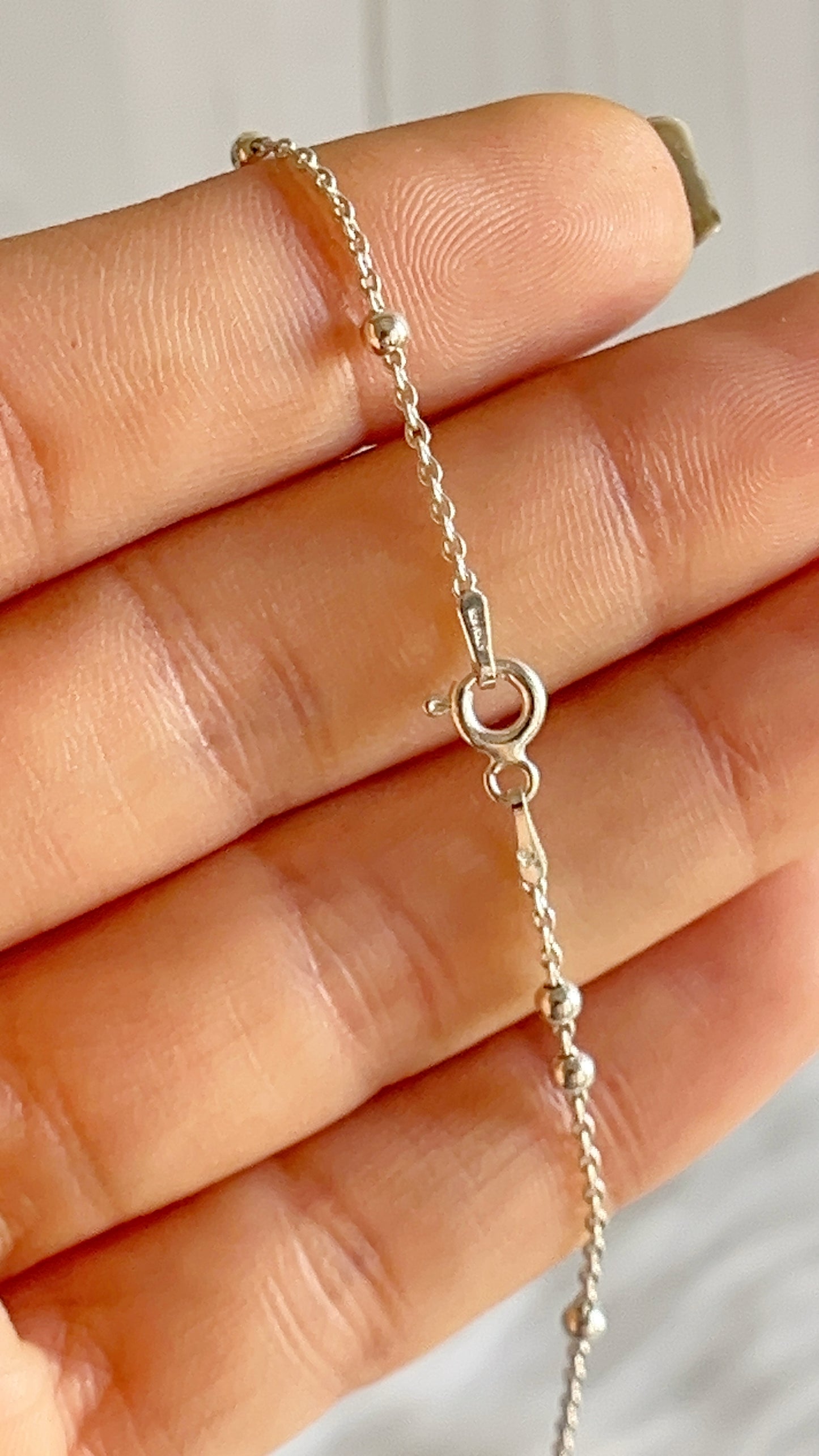 Cadena 45cm  Forzatina con Bolitas Lisas 2.5mm - Plata 925
