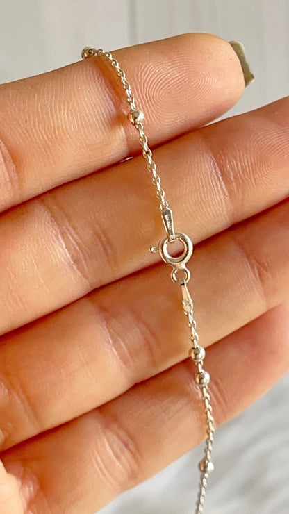 Cadena 45cm  Forzatina con Bolitas Lisas 2.5mm - Plata 925