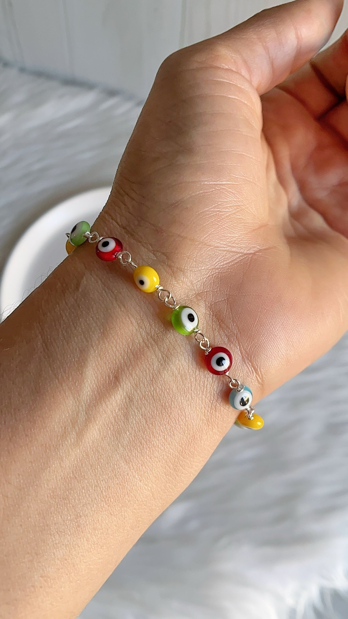 Pulsera Ojos 6mm - 19cm - Plata 925