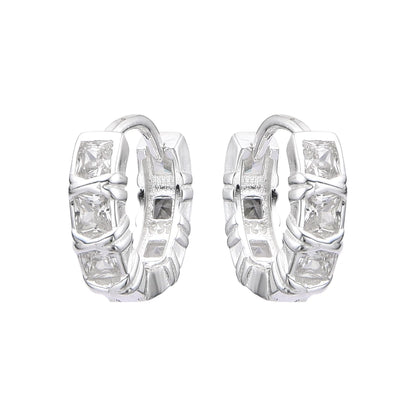 Argollas Cristales Cuadrados 1,2cm - Plata 925