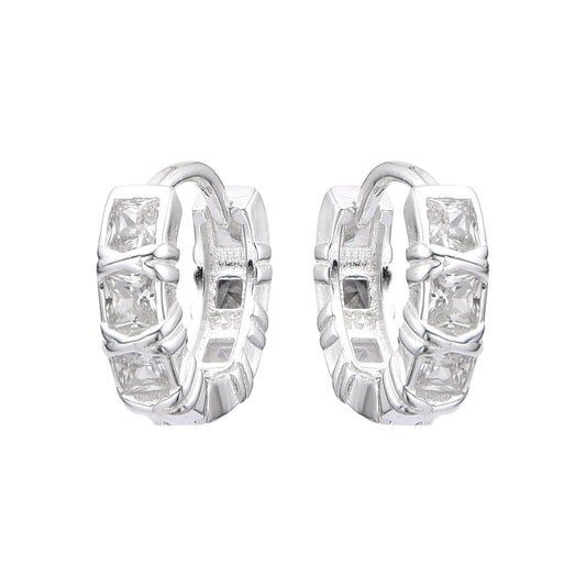 Argollas Cristales Cuadrados 1,2cm Plata 925