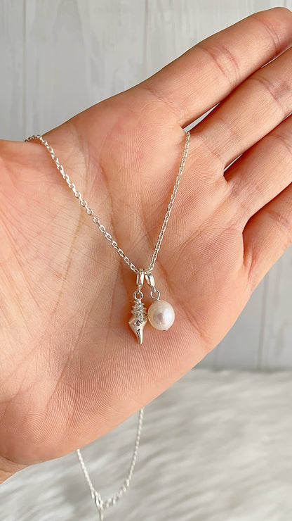 Gargantilla Caracol y Perla 45cm Plata 925