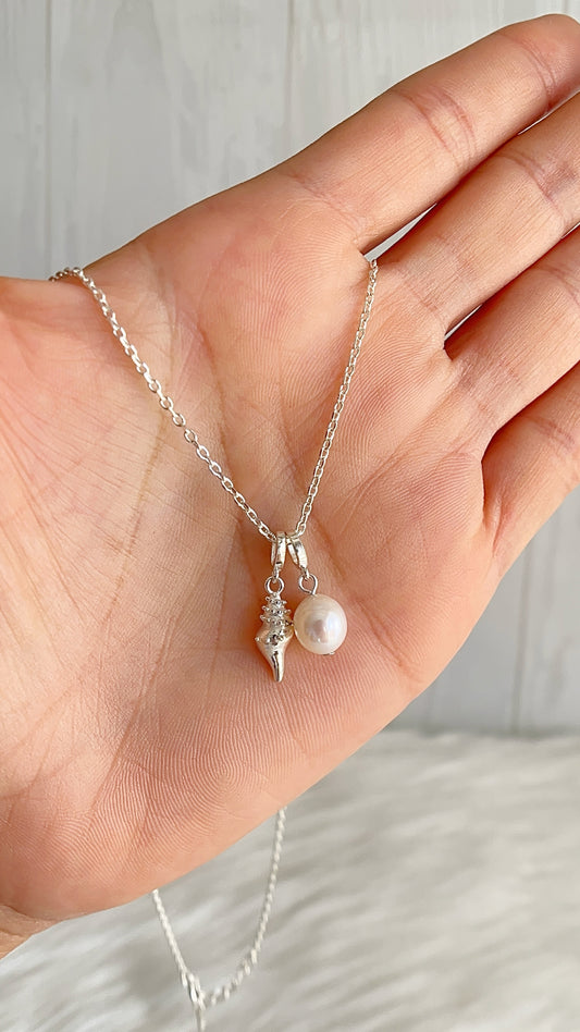 Gargantilla Caracol y Perla 45cm Plata 925