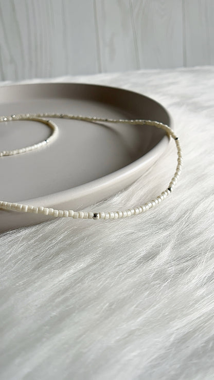 Juego Gargantilla y Pulsera Pulsera Mostacilla - Plata 925