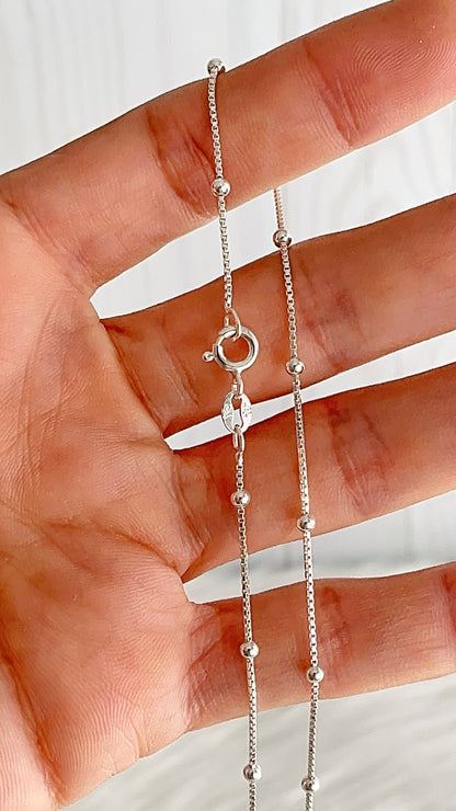 Cadena 40cm, 45cm y 60cm Veneciana Bolas Lisas 2.5mm - Plata 925