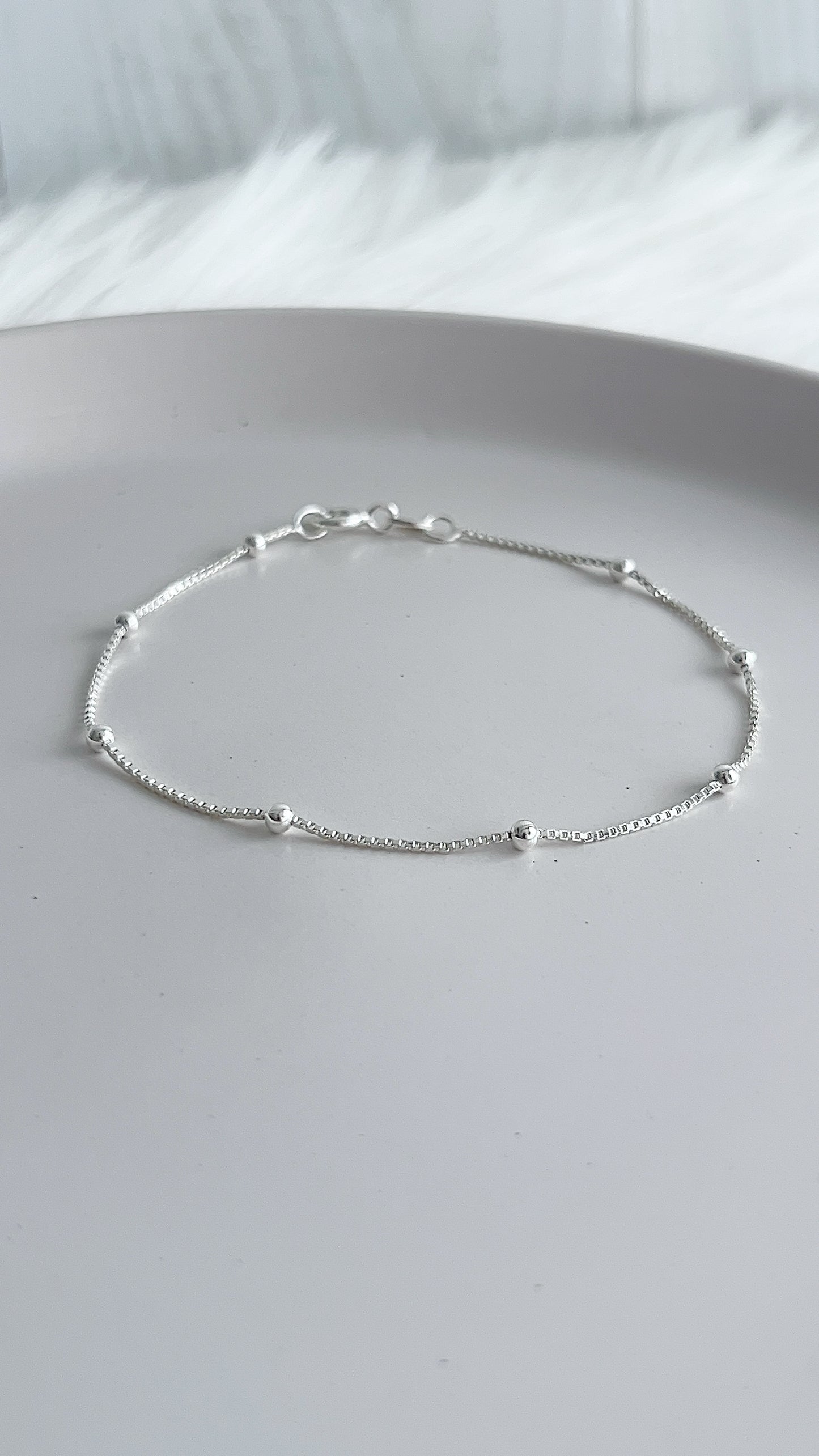 Pulsera Veneciana Bolitas 19cm - Plata 925
