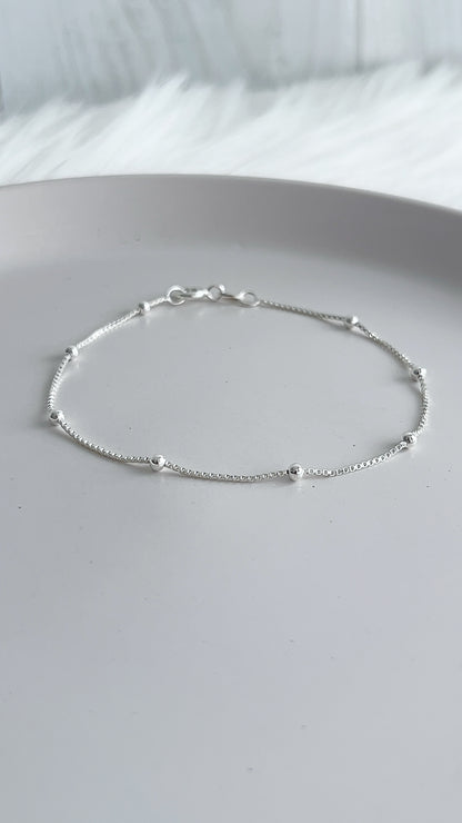 Pulsera Veneciana Bolitas 19cm - Plata 925