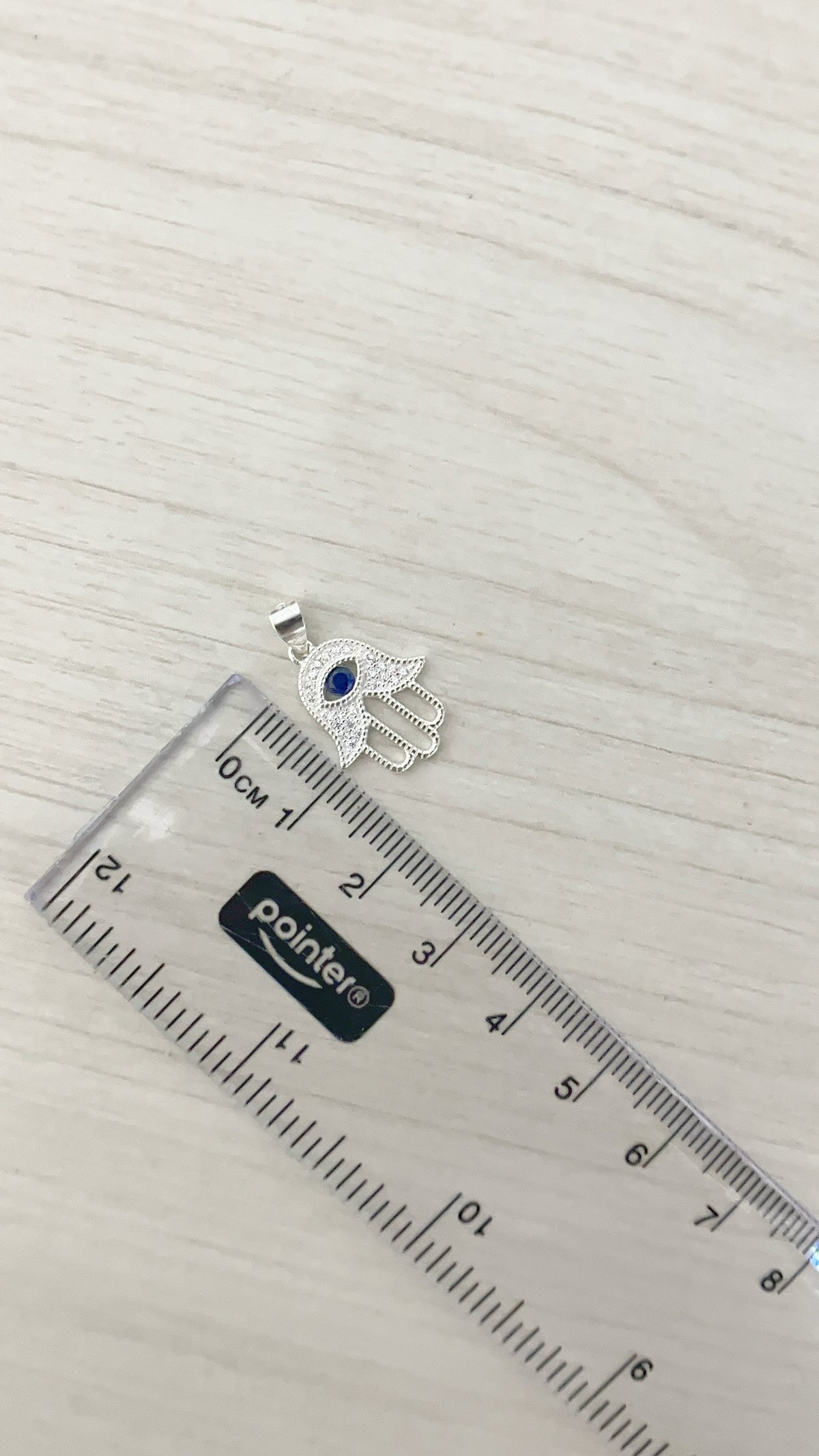 Dije Mano Fatima Cristal Azul 1,7cm - Plata 925