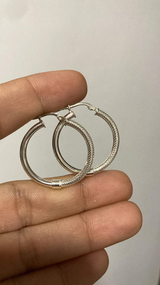 Argollas Doble Estilo 2,7cm Plata 925