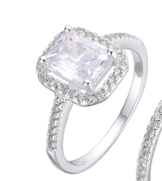 Anillo Cristal Cuadrado Plata 925