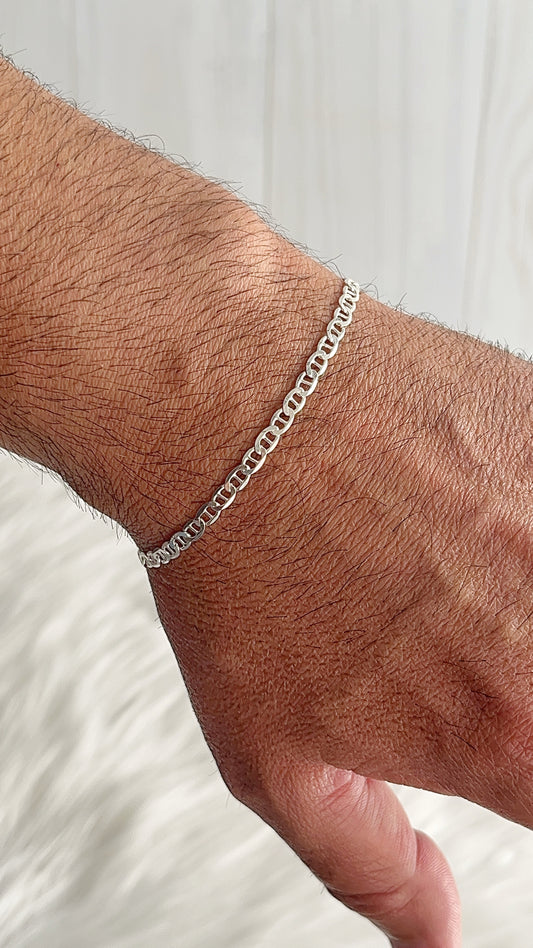 Pulsera tejido gucci plano 20cm - Plata 925