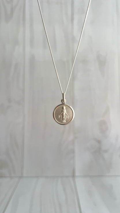 Cadena 40cm Dije La Milagrosa Redonda - Plata 925