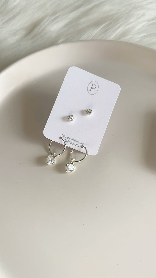 Set Zarcillos + Argollas 1.2cm - Plata 925