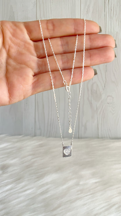 Gargantilla Dije Cuadrado de Corazon 45cm Ajustable - Plata 925