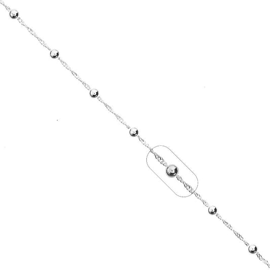 Cadena Tejido Singapur con Bolita Lisa  4mm 40cm - Plata 925