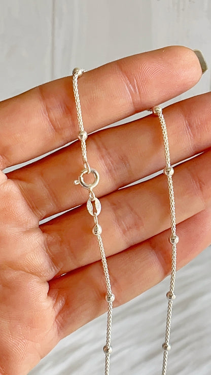 Cadena 50cm y 60cm Coreano Bolas Lisas 3mm -  Plata 925