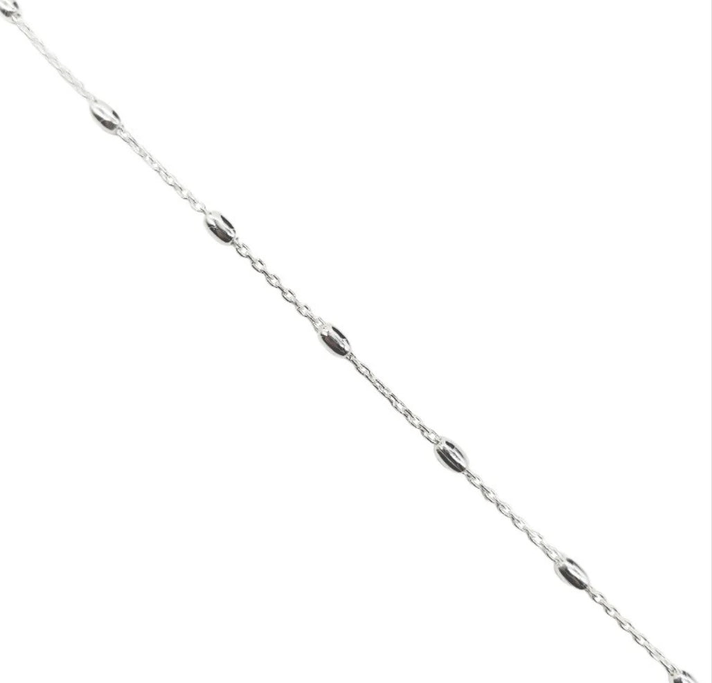 Tobillera Tejido Forzatina con Ovalos 25cm Ajustable - Plata 925