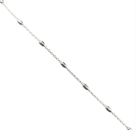 Tobillera Tejido Forzatina con Ovalos 25cm Ajustable - Plata 925