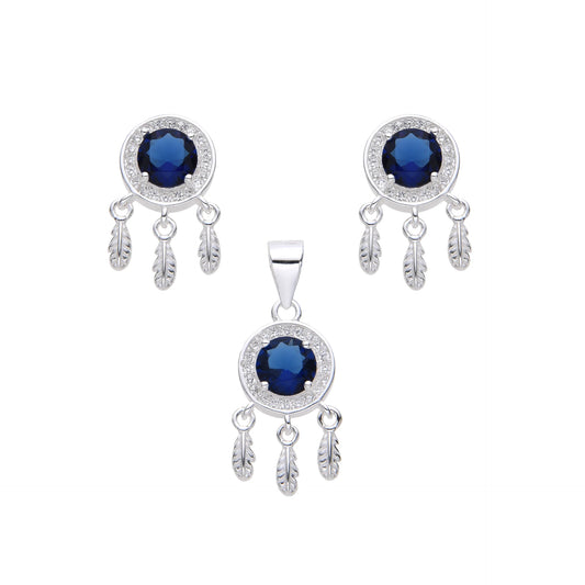 Juego Atrapa Sueños Piedra Azul Plata 925