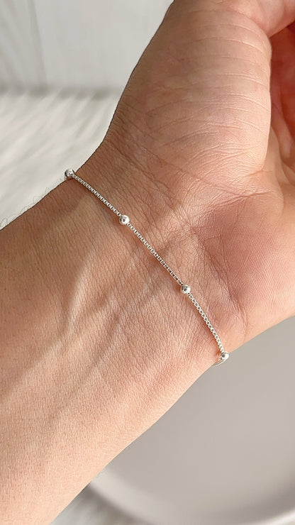 Pulsera Veneciana Bolitas 19cm - Plata 925
