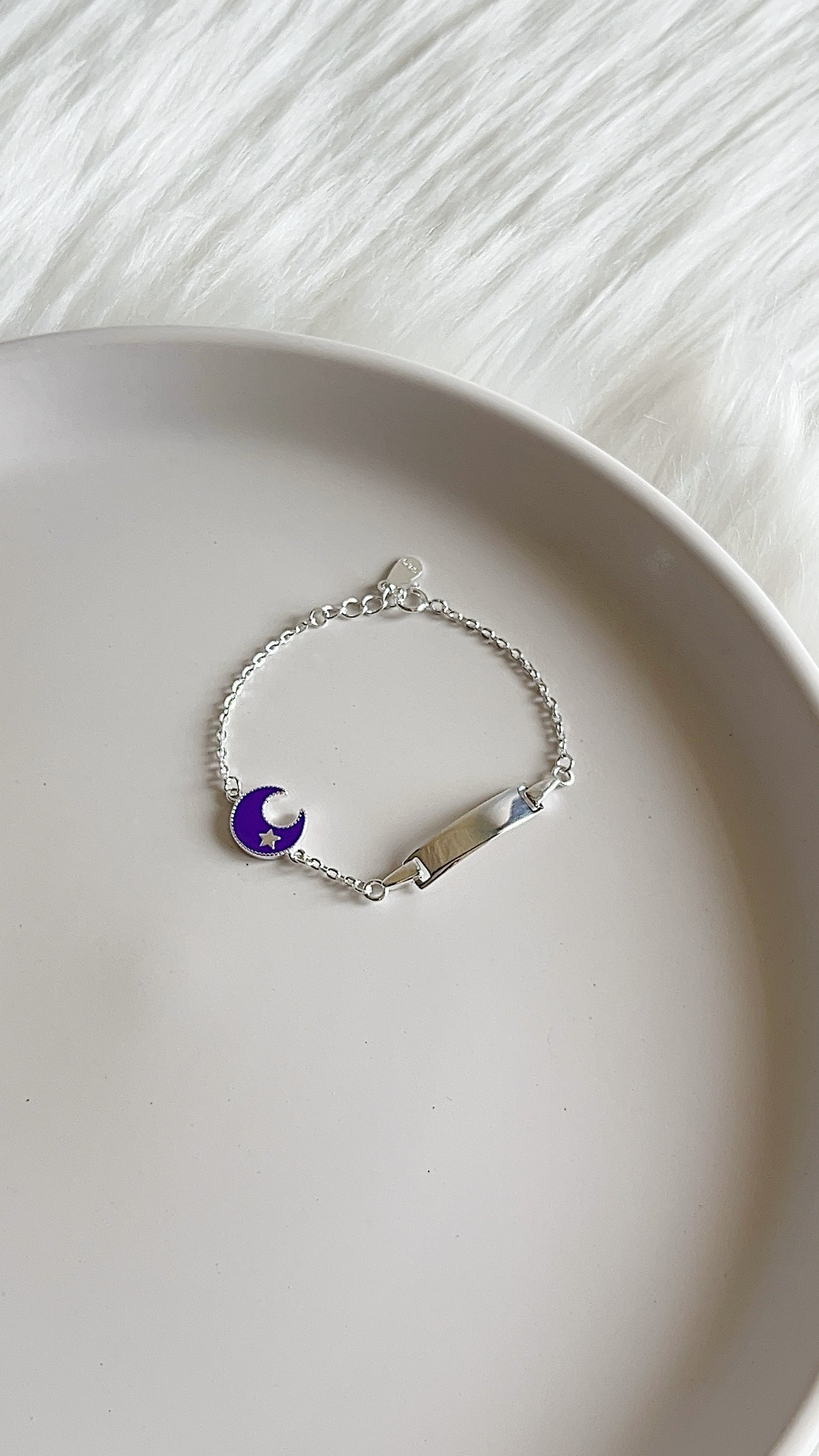 Esclava Luna Morada 15cm Ajustable- Plata 925