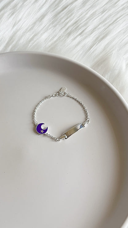 Esclava Luna Morada 15cm Ajustable- Plata 925