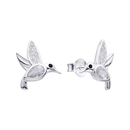 Zarcillos Colibrí Cristal - Plata 925