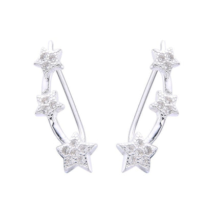 Zarcillos Trepadores Estrellas - Plata 925