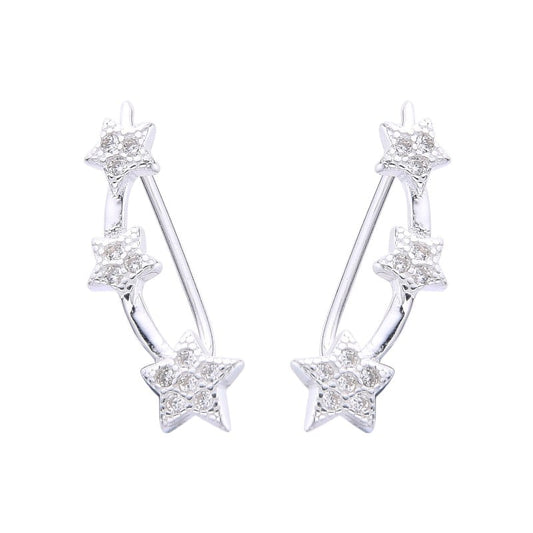 Zarcillos Trepadores Estrellas Plata 925
