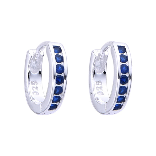 Argollas Cristales Azules 1,2cm Plata 925