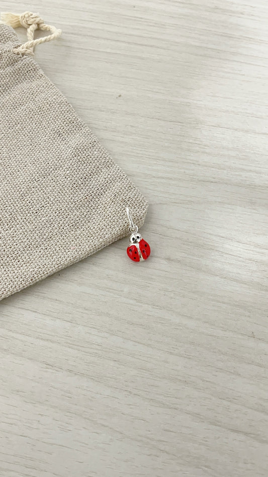 Dije Mariquita 1cm - Plata 925