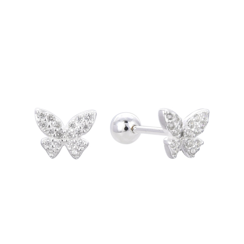 Zarcillos Mariposas Tapa de Rosca - Plata 925