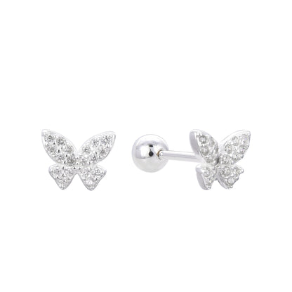 Zarcillos Mariposas Tapa de Rosca - Plata 925