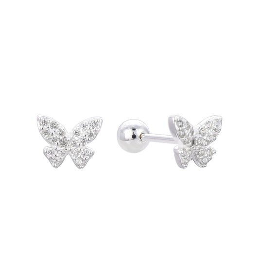 Zarcillos Mariposas Tapa de Rosca - Plata 925