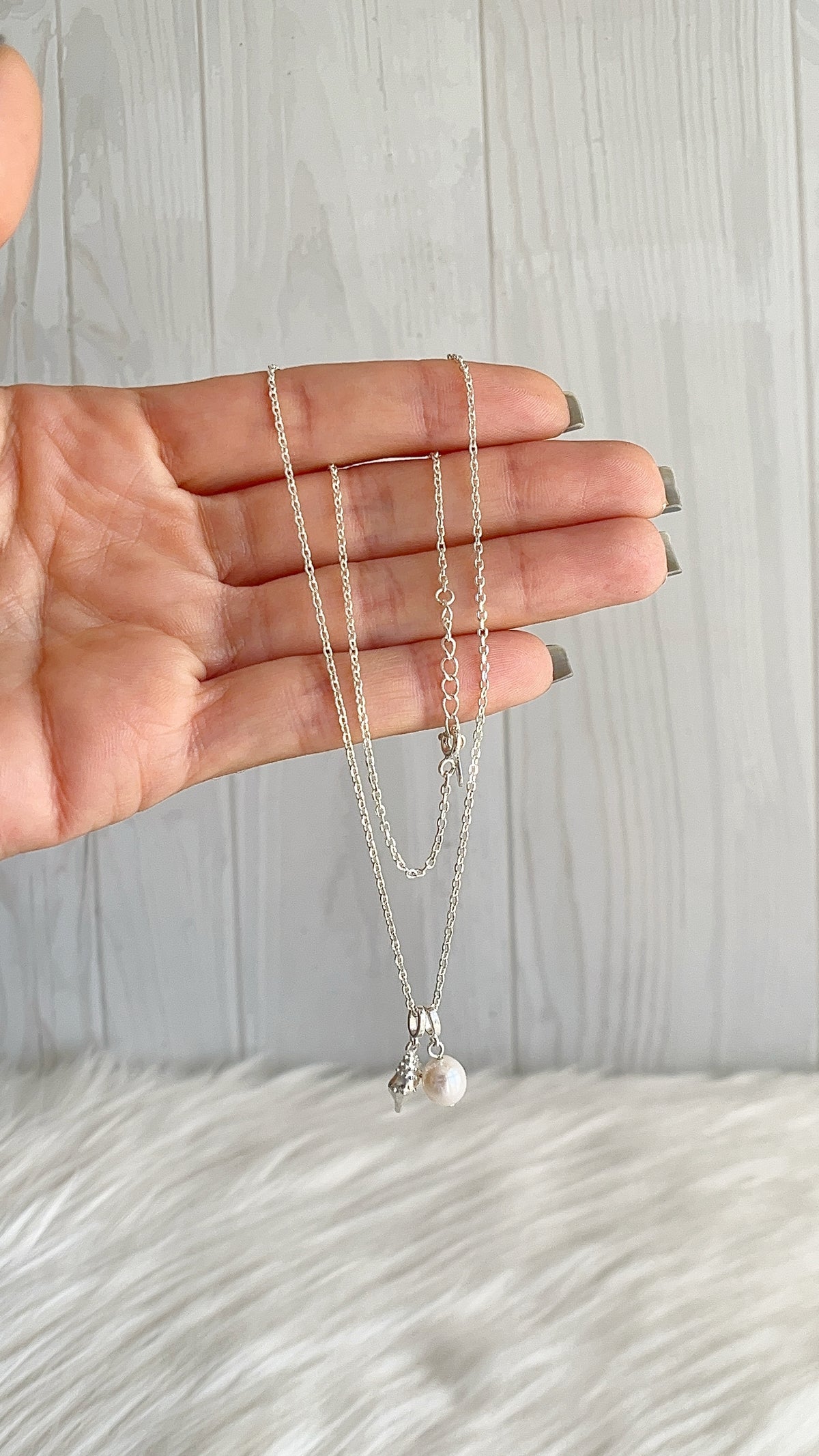Gargantilla Caracol y Perla 45cm Plata 925