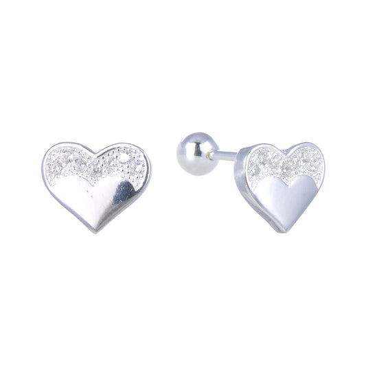 Zarcillos Corazón Tapa de Rosca 1cm - Plata 925