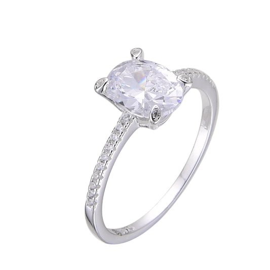 Anillo Crista Ovalado Mediano con Cristales Plata 925