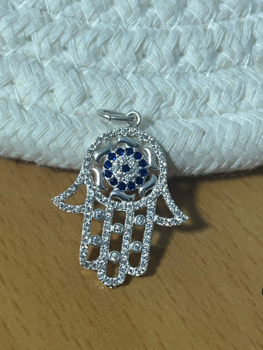 Dije Mano de Fátima con Cristales 2,5cm - Plata 925