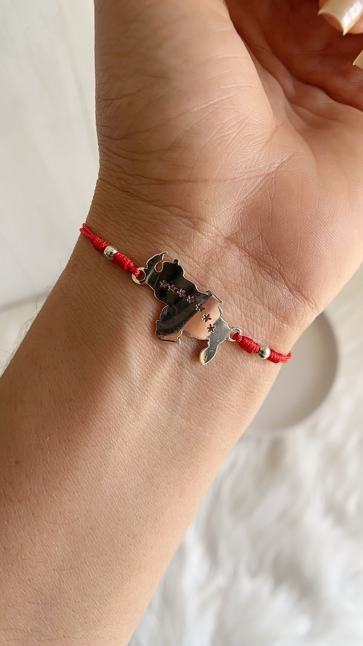 Pulsera Ajustable Mapa Venezuela Estrellas - Plata 925
