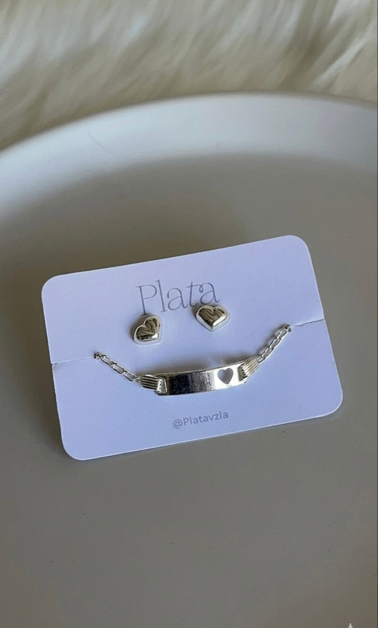 Set Zarcillos + Esclava 12,8cm - Plata 925