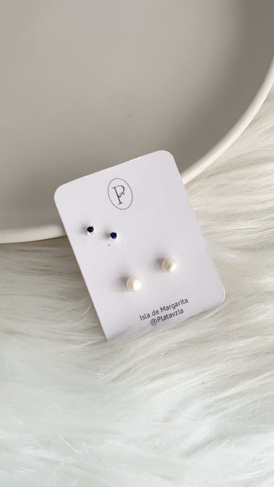 Set 2 Pares de Zarcillos - Plata 925