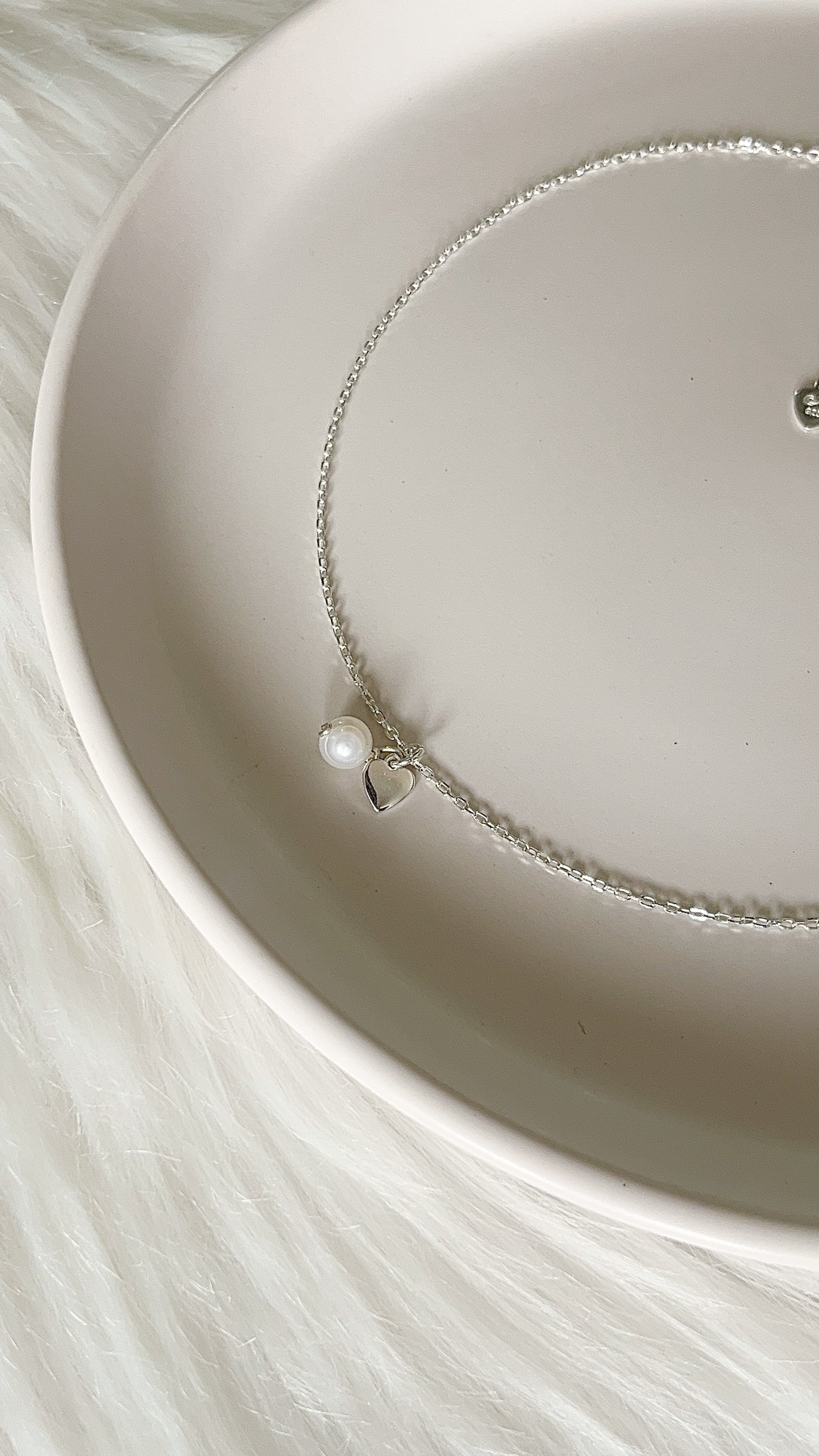 Gargantilla Corazón y Perla 45cm ajustable - Plata 925